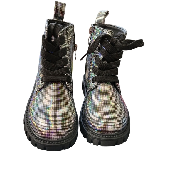 NIB Nova Kids Mini Disco Ball Size 12 Lace Up Boots Combat,Disco,box Has Damage - Picture 2 of 16